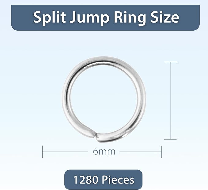 Mandala Crafts 6mm Silver Colored Double Jump Rings for Jewelry Making - 1280 Pcs Small Split Key Rings Set for Crafts, DIY Keychains, and Accessories