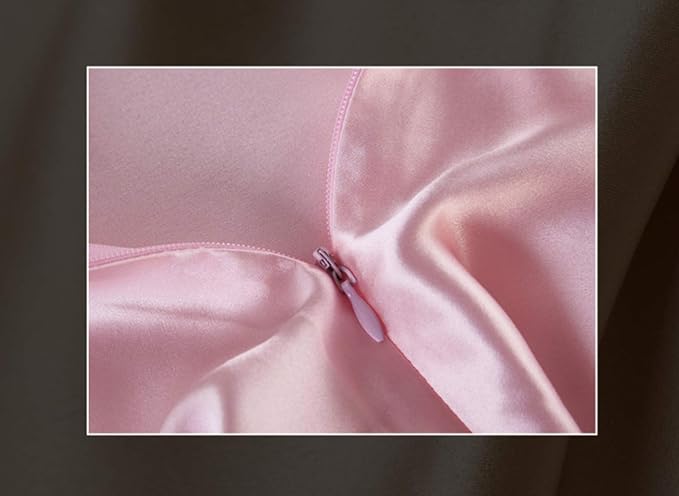 Mulberry Silk Pillowcases Set of 2, Hypoallergenic Satin Pillow Covers for Hair and Skin, with Hidden Zipper, Both Side 100% 19 Momme Silk (Pink,Queen)