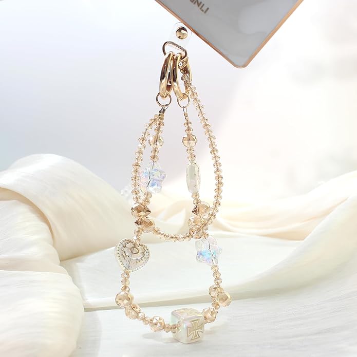 Phone Wrist Strap,Crystal Phone Chain Wristlet,Bracelet Wrist Lanyard,Cute Beaded Bag Charms,Decorative Purse Chain