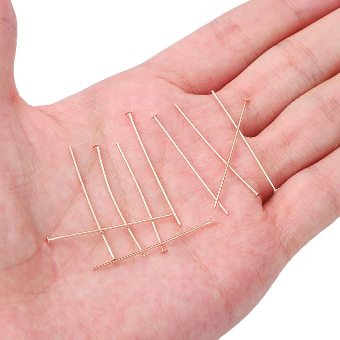 Rose Gold Plated Flat Head Pins Non Tarnish 35mm 200pcs for Jewelry Making Findings