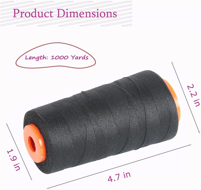 Polyester Sewing Thread with 3 Pcs Curved Needles Using for Hand Sewing, Hair Extensions, Wig Making, Modelling Crafts