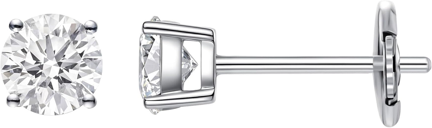 IGI Certified LAB-GROWN Round Cut Diamond Earrings 4 Prong (D-F Color, VS Clarity) Diamond Stud Earrings for Women, Elegant Stud Earrings