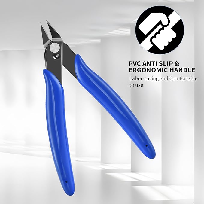 5 Inch Micro Flush Cutter, 2 Pack Small Wire Cutters Spring Loaded Cutting Pliers, Wire Cutters for Jewelry Making, Soft Copper Wire, Floral, Electronics, Model Craft, Heating Wire, 3D Print