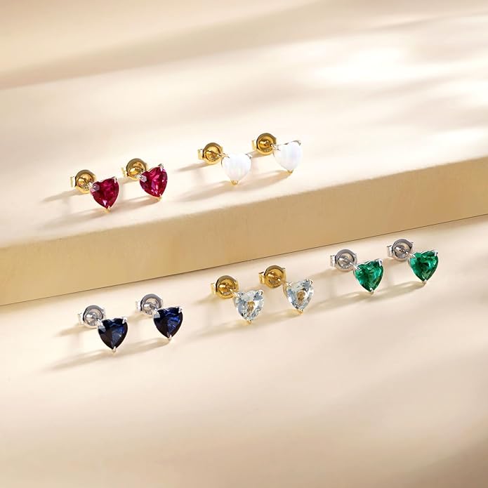 FANCIME 14k Solid Yellow Gold Stud Earrings Gemstone Prong Cluster Stud Earrings Fine Jewelry Gifts for Her Mom Women Wife