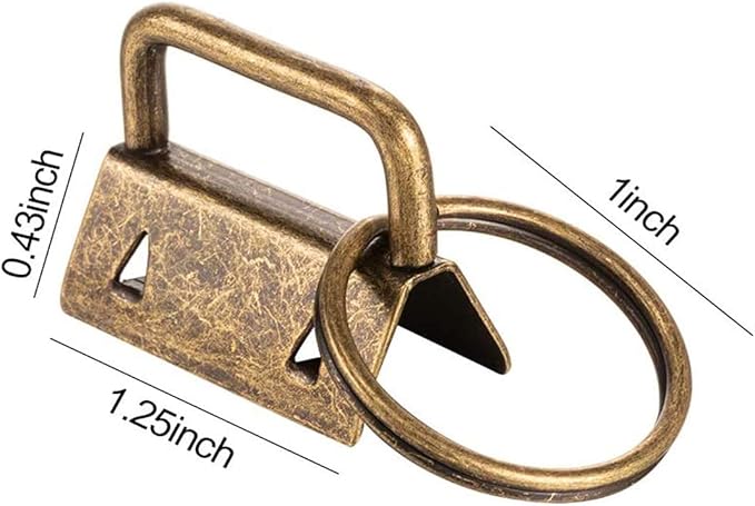 45Pcs 1 inch Bronze Key Fob Hardware Kits 1” Metal Gunmetal Keyfobs Hardware Bulk for Keychains Fob Wristlet Hardware with Key Ring for Lanyard