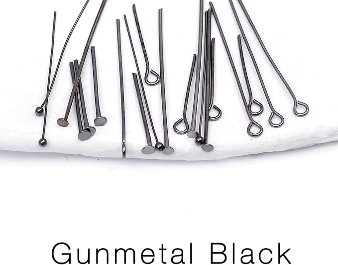 Jewelry Making Head Pins and Eye Pins Set, 1000 Pieces, Stainless Steel, Mixed Finishes (Gunmetal Black)
