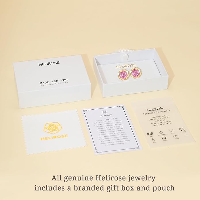 Cubic Zirconia Stud Earrings for Women | Rose Cut Simulated Diamond Earrings in 14K Gold Plated Sterling Silver Posts | Hypoallergenic Vintage Style | Wedding, Luxury Gift for Her