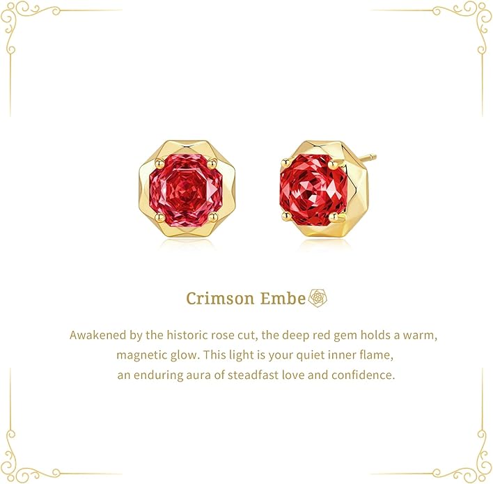 Cubic Zirconia Stud Earrings for Women | Rose Cut Simulated Diamond Earrings in 14K Gold Plated Sterling Silver Posts | Hypoallergenic Vintage Style | Wedding, Luxury Gift for Her