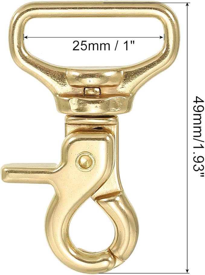 PATIKIL Lobster Clasp Keychains, 4 Pack 1 Inch Pure Brass Oval Lobster Clasps Swivel Trigger Snap Hook Purse Lanyard Clips for DIY Leather Craft