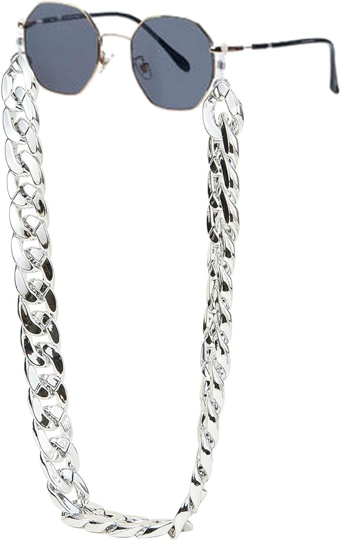 LiQunSweet 5m(16.4 Feet) CCB Plastic Curb Twist Linking Chains Platinum Metal Color Bulk Lot for Chunky Necklace Punk Rock Jewelry Making - 30x21mm