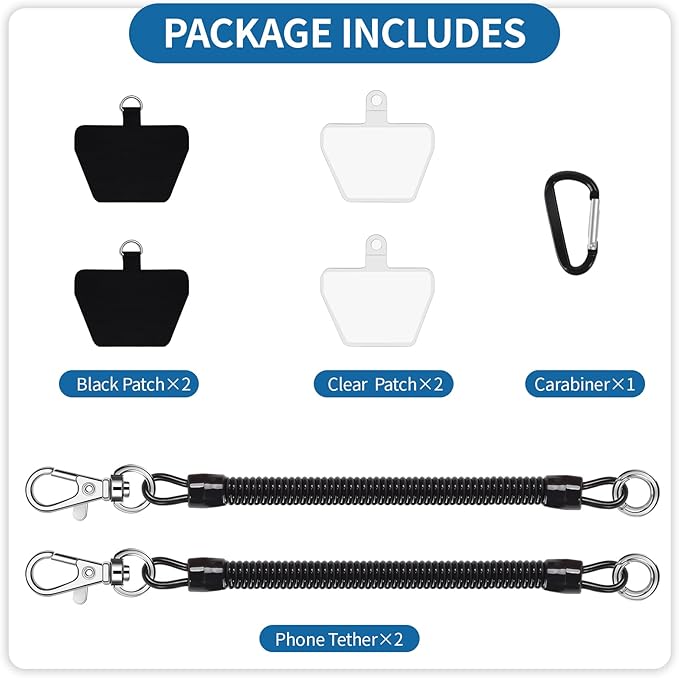 Doormoon Phone Lanyard Tether with 4 Patch, Cell Phone Lanyard with 2* Phone Tether, 4* Patch for Outdoor Hiking Climbing