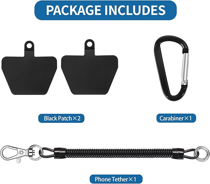 Doormoon Phone Lanyard Tether with 2 TPU Patch, Cell Phone Lanyard with 1 Phone Tether, 2 TPU Patch for Outdoor Hiking Climbing