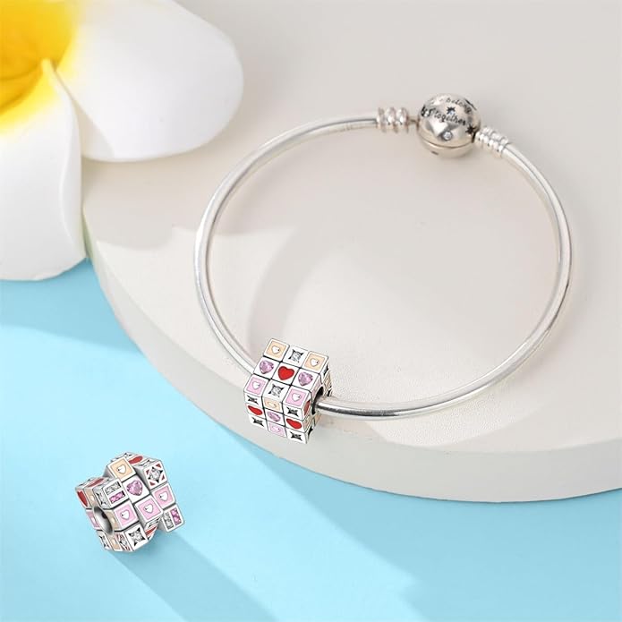 HONGRUI 925 Sterling Silver Charm for Bracelets Necklace Fashion Heart Bow Flower Family Butterfly Pendant Bead Charm for Women Festival jewelry gifts