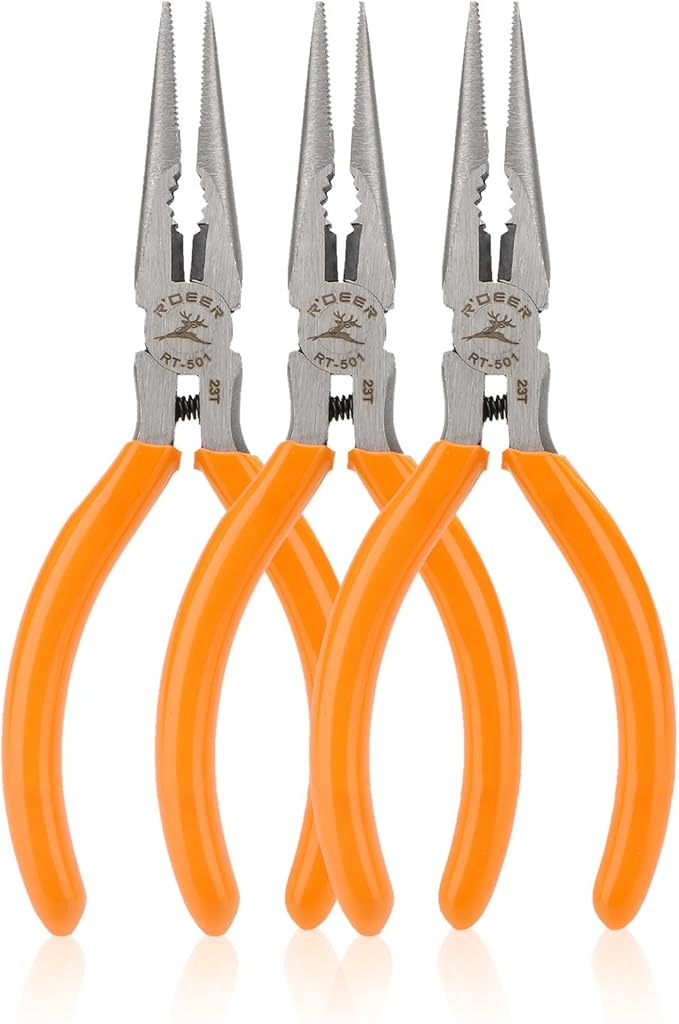 Rongon 3Pack-Mini Needle Nose Pliers 5" Small Long Nose Pliers with Wire Cutters for Jewelry, Making, DIY, Working in Tight Areas (3Pcs)