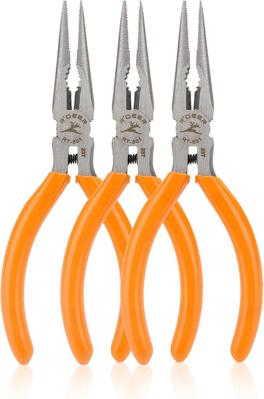 Rongon 3Pack-Mini Needle Nose Pliers 5" Small Long Nose Pliers with Wire Cutters for Jewelry, Making, DIY, Working in Tight Areas (3Pcs)