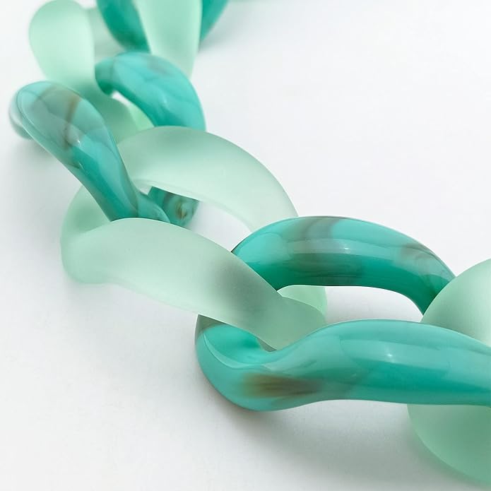 Firstmeet Chunky Acrylic Necklace Smooth Chain Link Cool Statement Choker Cuban Style Jewelry Gift for Women