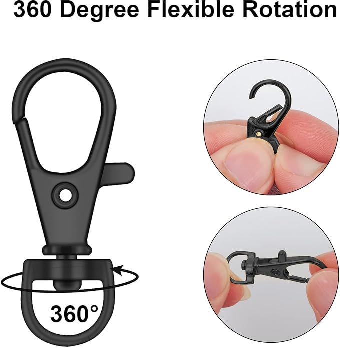 50PCS Key Chain Clip Hooks, Swivel Clasps Lanyard Snap Hook, Keychain Hooks for Lanyard Key Rings Crafting Gun Black