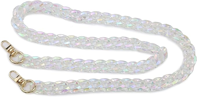 Chunky Acrylic Purse Strap Bag Chain Handle Purse Chain Replacement for Handbag Purse Shoulder Bag (Colorful Transparent,47")