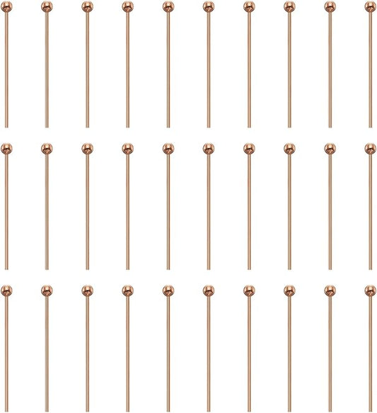 HARFINGTON 100pcs Ball Head Pins 0.79" 20mm Round Head Pins for Earring Pendant Necklace Bracelet Charm Jewelry Making Findings DIY Craft, Rose Gold