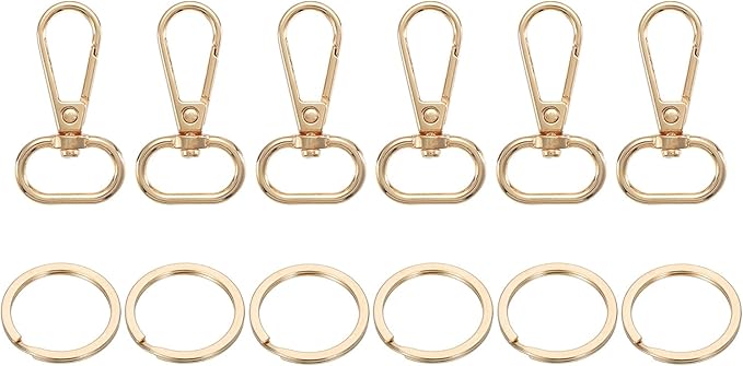 uxcell 12 Pcs Swivel Clasp Hook, 0.79" Purse Snap Clasps Detachable for Bag, Dark Gold