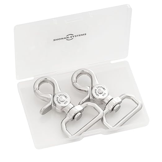 SHONAN 2.36" Trigger Snap Hooks for 1-inch Webbing, Marine Grade Stainless Steel Swivel Trigger Snaps, 100 Lbs Capacity Scissor Clips, 2 Pack Webbing Lobster Claw Clips for Bag Straps or Camera Belts