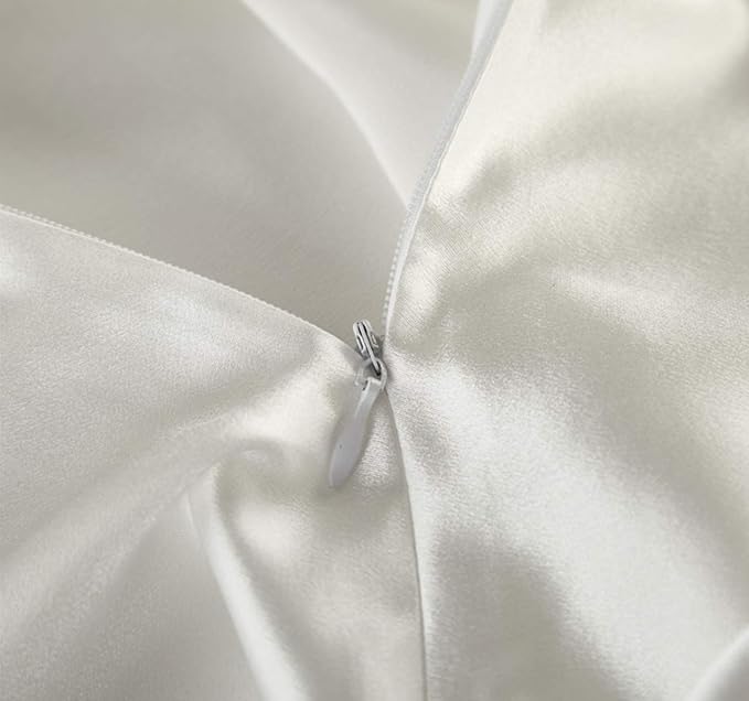 Mulberry Silk Pillowcases Set of 2, Hypoallergenic Satin Pillow Covers for Hair and Skin, with Hidden Zipper, Both Side 100% 19 Momme Silk (White,King)