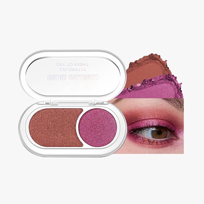 Shimmer Metallic Eyeshadow Palette – Copper Rose & Magenta Pink, High Pigment Long-Lasting Blendable Glitter Eye Shadow for Daily Makeup, Soft Glam, Date Looks & Romantic Pink Rose Eye Makeup