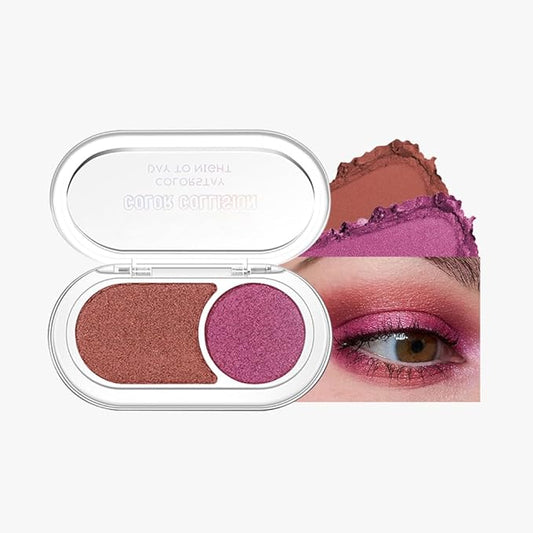 Shimmer Metallic Eyeshadow Palette – Copper Rose & Magenta Pink, High Pigment Long-Lasting Blendable Glitter Eye Shadow for Daily Makeup, Soft Glam, Date Looks & Romantic Pink Rose Eye Makeup