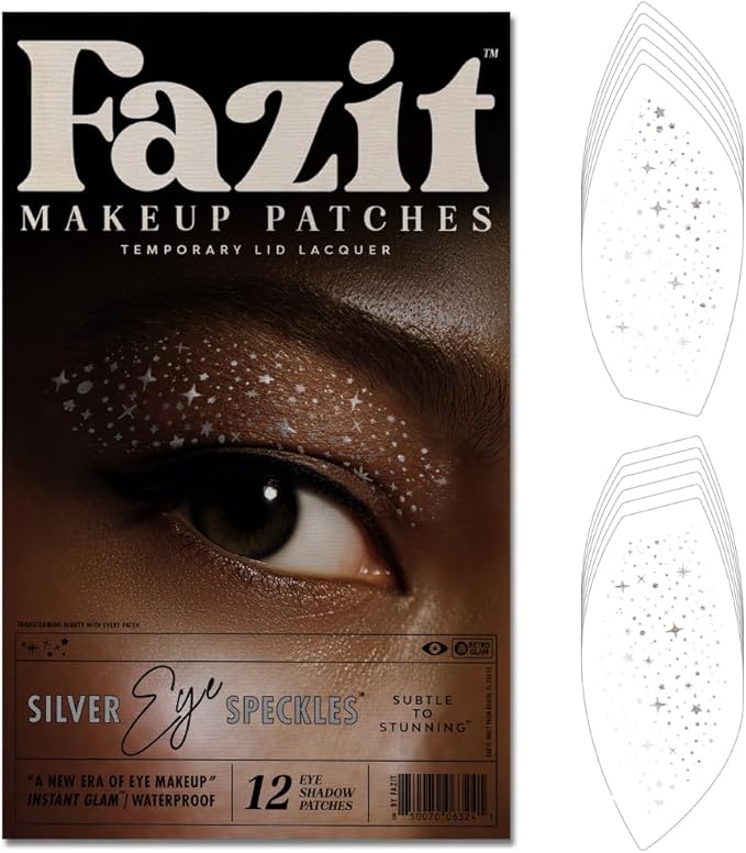 Fazit Makeup Patches - Silver Eye Speckles - Glow Up Make-Up Patches - Cute Glitter Makeup Accessories for Women - Cosmetic Glitter for Face