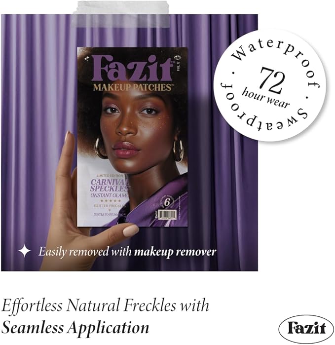 Fazit Makeup Patches - Carnival Speckles - Limited Edition - Glow Up Make-Up Patches - Cute Glitter Makeup Accessories for Women - Cosmetic Glitter for Face