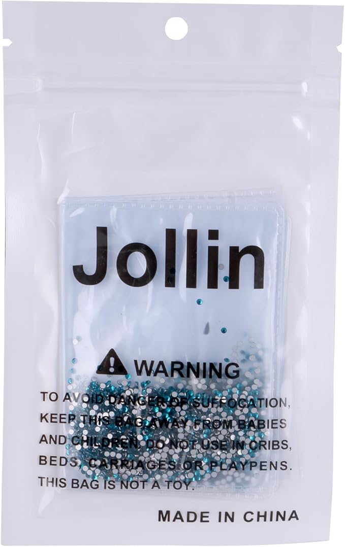 Jollin Glue Fix Crystal Flatback Rhinestones Glass Diamantes Gems for Crafting Nail Art Crafts Decorations Clothes Shoes 1.6mm (ss4 2880pcs, Blue Zircon)