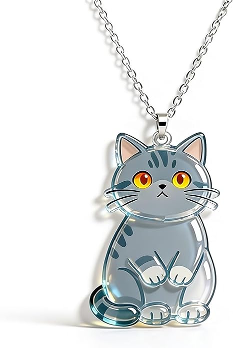 Trendy Cartoon Cat Necklace - Sturdy Alloy Chain, Colorful Acrylic Kitten Pendant, Ideal Gift for Cat Enthusiasts and Casual Outfits