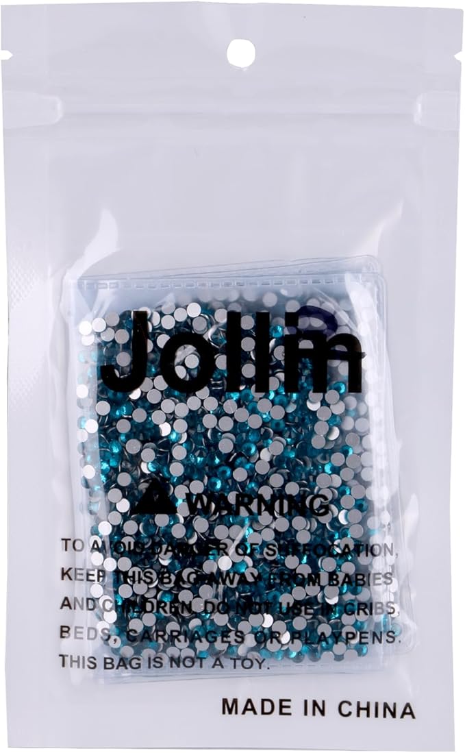 Jollin Glue Fix Crystal Flatback Rhinestones Glass Diamantes Gems for Crafting Nail Art Crafts Decorations Clothes Shoes 2.8mm (ss10 2880pcs, Blue Zircon)