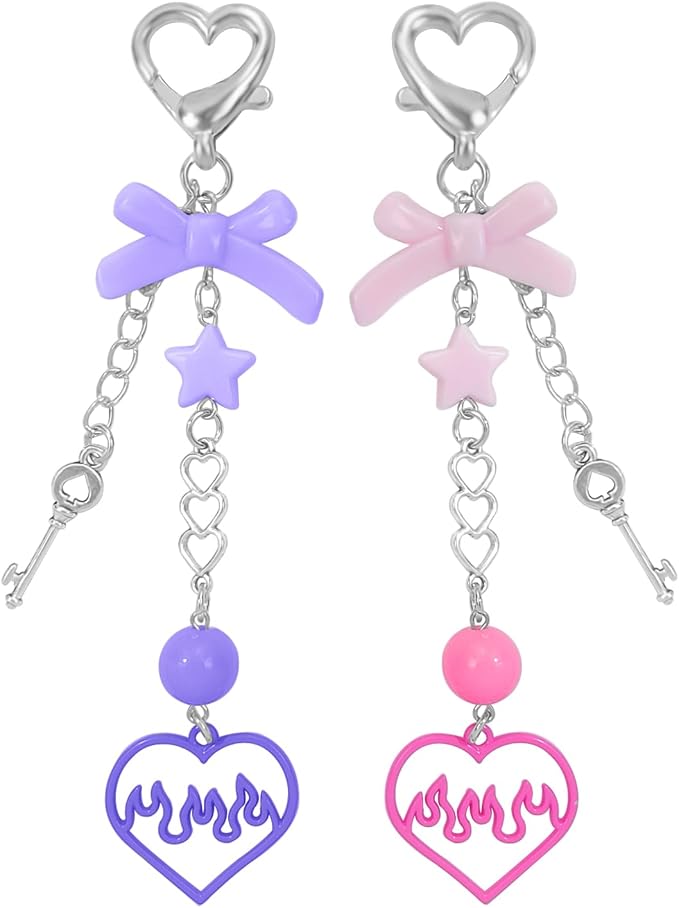 Cute Keychain Aesthetic Y2K Keychain Accessories Heart Butterfly Strawberry Bear Key Chain for Keys Bags Women Gifts