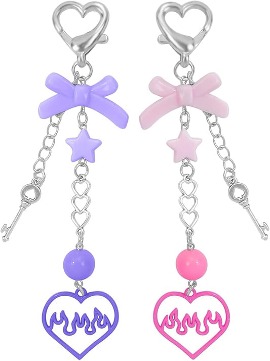 Cute Keychain Aesthetic Y2K Keychain Accessories Heart Butterfly Strawberry Bear Key Chain for Keys Bags Women Gifts