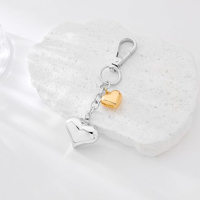 Heart KeyChain for Women Bagchain Gold Silver Fashion Keychains Accessories