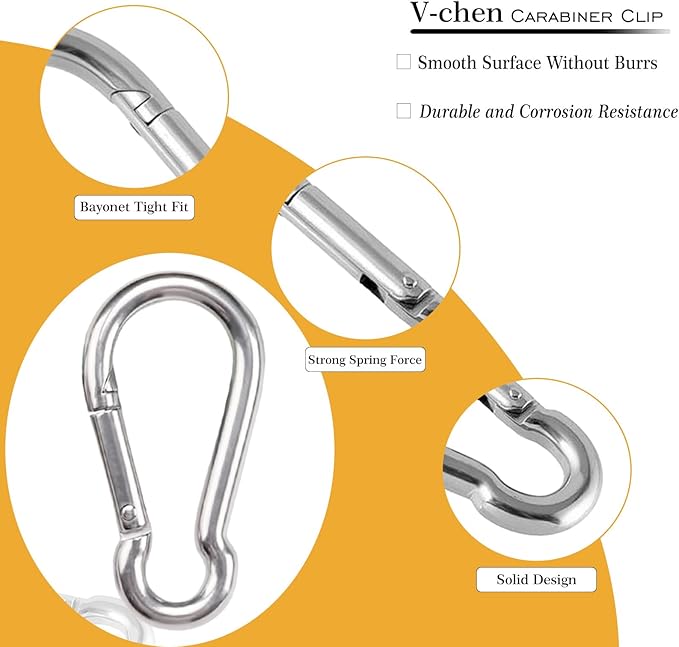 Carabiner Clip Spring Snap Hook, Heavy Duty Spring Snap Hook, Quick Link Keychain Clip for Keys Swing Set Camping Fishing Hiking Traveling