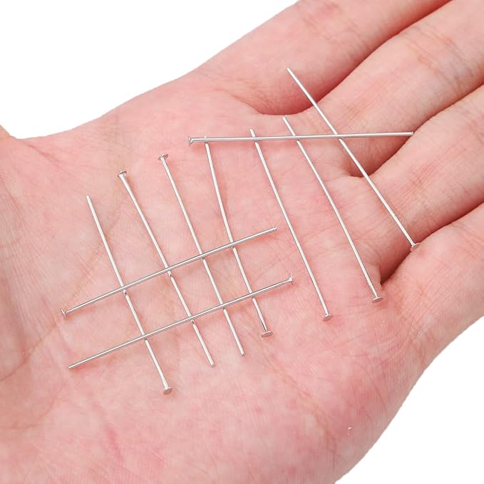 Platinum Plated Flat Head Pins Non Tarnish 40mm 150pcs for Jewelry Making Findings