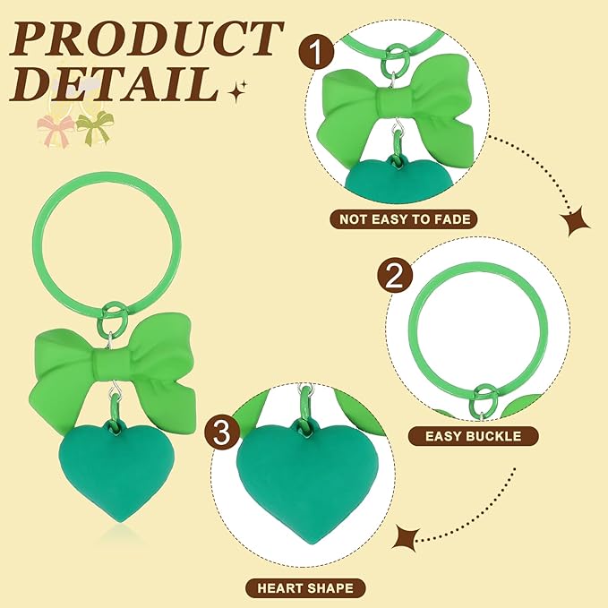 PATIKIL Cute Heart Keychain for Women, Bow Heart Purse Charm Bag Charm Accessories for Handbag Car Purse Backpack Wallet
