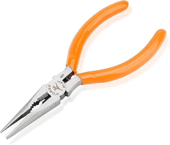 Rongon Small Needle Nose Pliers 5 Inch Precision Long Nose Plier Jewelry Pliers Tools Craftsman Tool Kit for Bending Wire, Handcraft, PCB Board, Working in Tight Areas