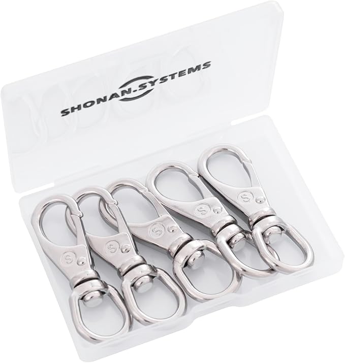 SHONAN 2.7 Inch Swivel Snap Hooks, 5 Pack Marine Grade Spring Snaps, Flag Pole Clips, Swivel Hook Clips for Scuba Diving, Dog leashes, Keychains, Bird Feeders