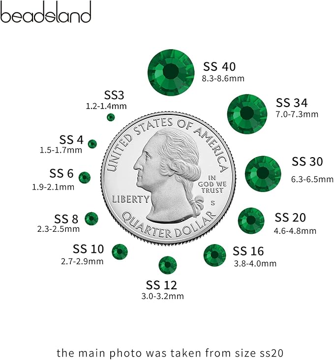 Beadsland Hotfix Rhinestones, 288pcs Flatback Crystal Rhinestones for Crafts Clothes DIY Decorations, Emerald, SS30, 6.3-6.5mm