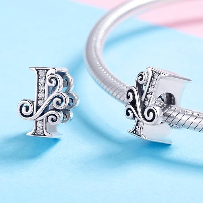 925 Sterling Silver Letter Charms for Pandora Bracelets Alphabet Initial Charms Beads Birthday Christmas Jewelry Gift for Women