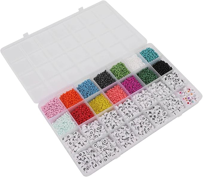plplaaoo Letter Beads Alphabet Beads Plastic Beads Craft Beads 6303PCS DIY Jewelry Making Kit with Storage Box for Necklace Bracelet Hand Eye Coordination Kids Adults Gift