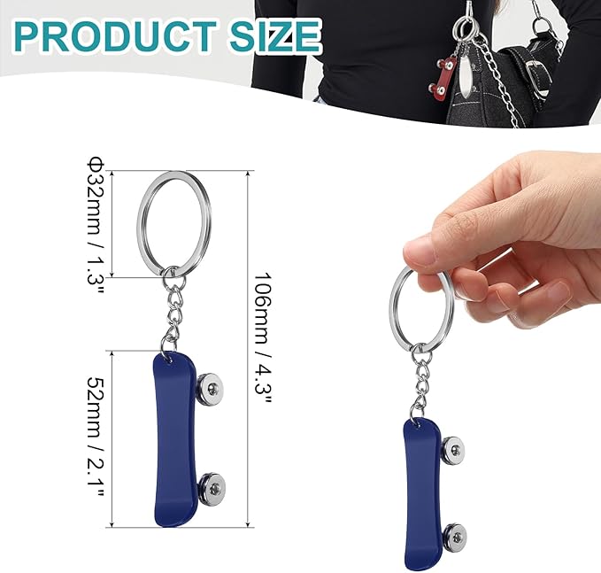 PATIKIL SkateBoard Keychain, Skate Board Key Chain Sport Pendant Key Rings Bag Backpack Decor Car Keychain