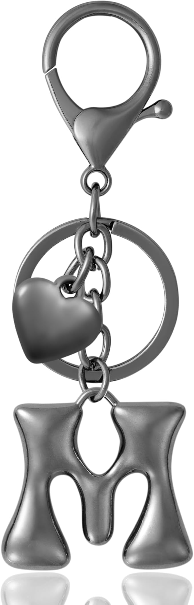 Heart Bubble Letter Keychain for Women, Girls - Cute Keychain with Initial - Alphabet Keychain for Bag Charm, Handbag