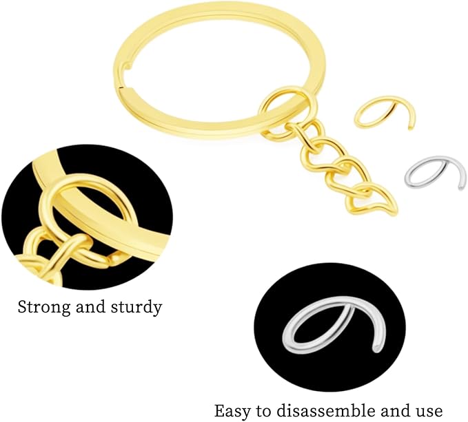 50Pcs Keychain Key Ring with Chain Bulk Split Key Chain,1.1 Inch Key Chains Parts with Open Jump Ring Connector for Jewelry Making Crafts (Mixed Colors)