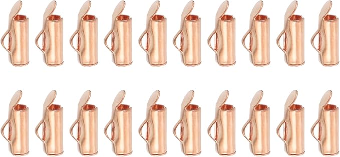 uxcell 100Pcs Slide on End Clasps, 10mm Tube Ball Bead Slider Crimp Ends for Multi-Strand DIY Craft Making, Rose Gold