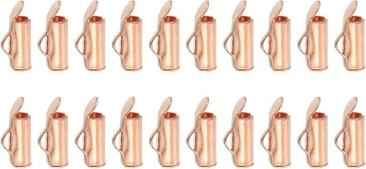 uxcell 100Pcs Slide on End Clasps, 10mm Tube Ball Bead Slider Crimp Ends for Multi-Strand DIY Craft Making, Rose Gold