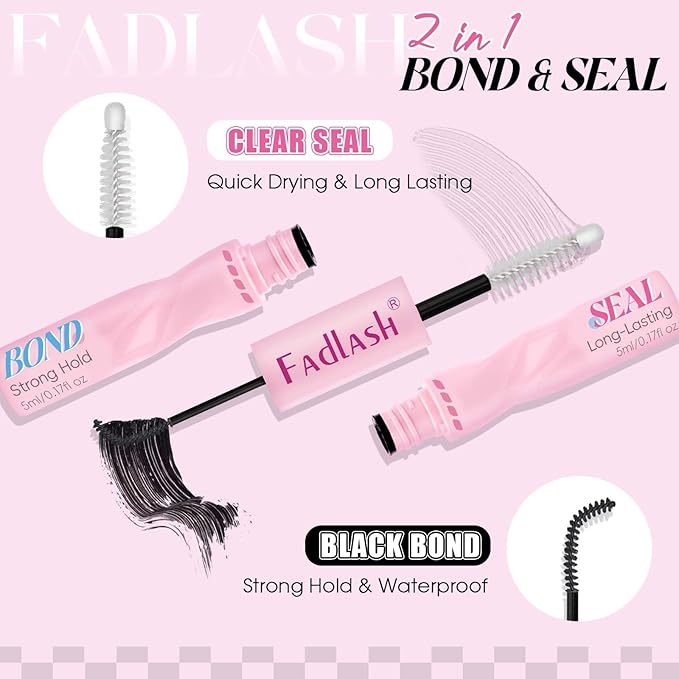 FADLASH Lash Extension Kit Fluffy Brown Lash Clusters 0.07 D Curl Wispy Eyelash Clusters with Lash Bond and Seal Lash Tweezer DIY Lash Clusters Kit for Beginners at Home(SNR028-0.07D, 8-16mm Kit)